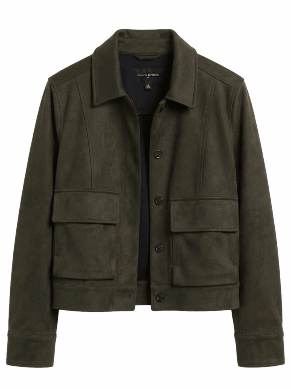 Banana Republic Olive Green Suede Button-Up Shirt Jacket